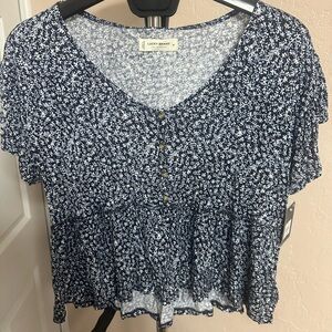 Lucky Brand Cropped Peasant Shirt Women’s Sz Medium